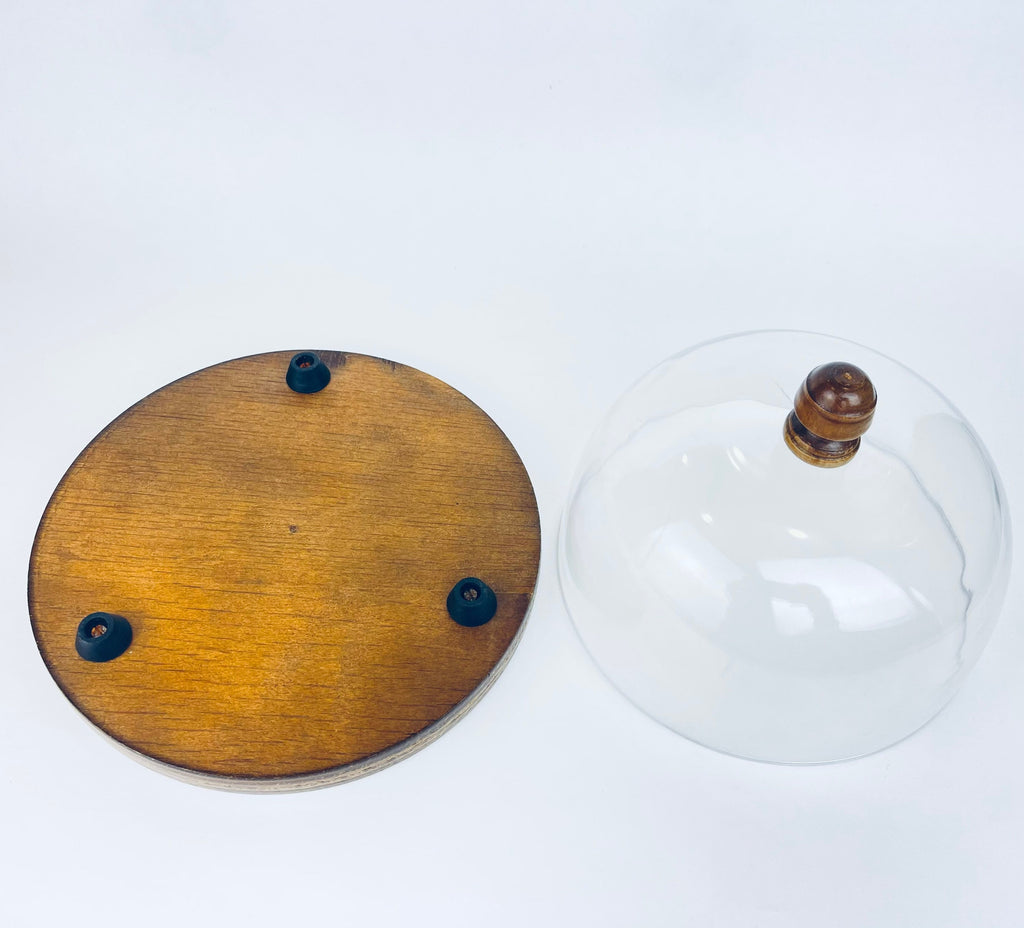 Product image for 'vintage goodwood cheese cloche charcuterie cracker dome server 60s ceramic tile with berry nut flower pattern plastic dome' (view 4c7e49)