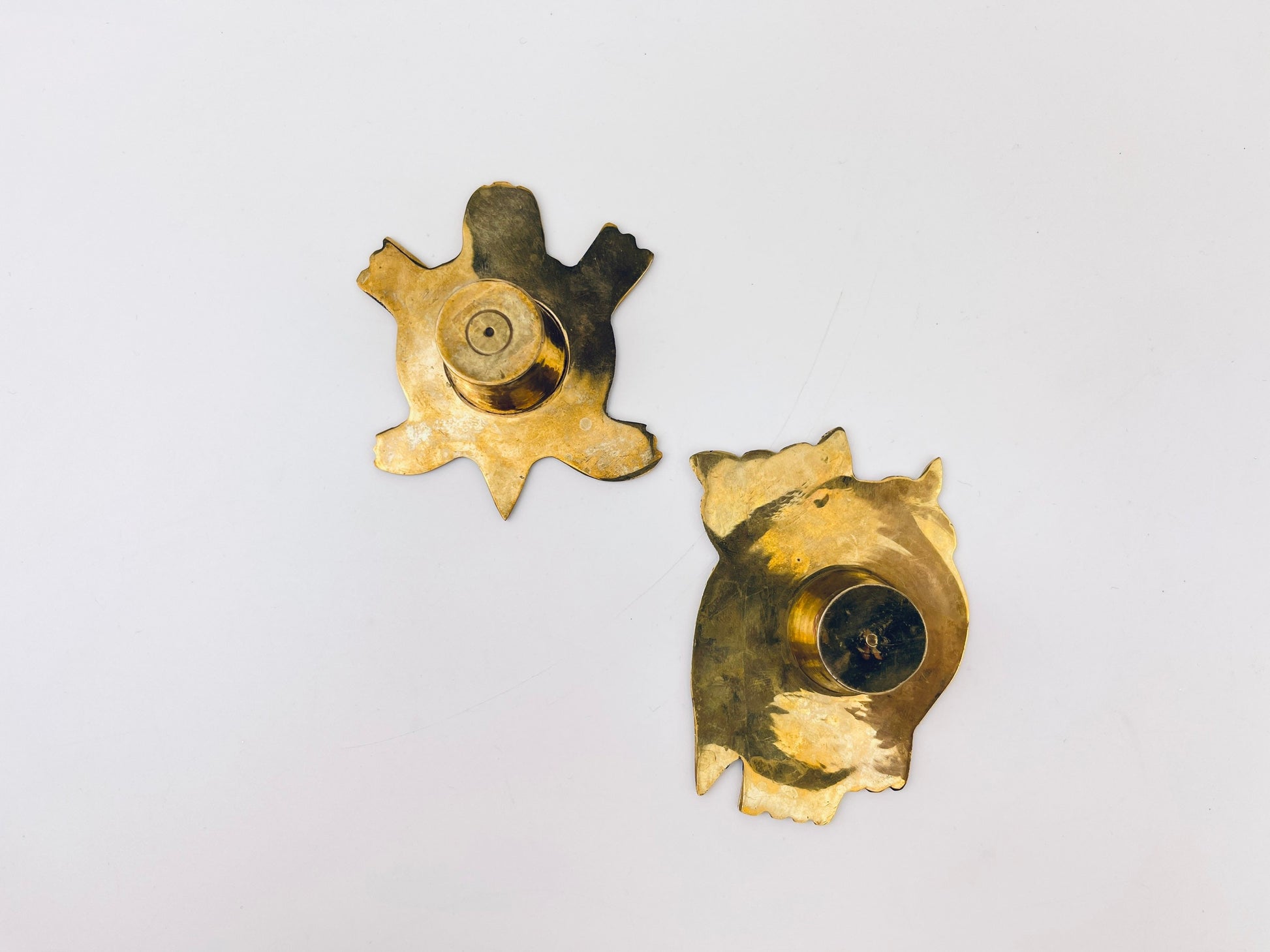 Product image for 'vintage owl turtle gold brass candlestick holders sold separately' (view 2c00ef)