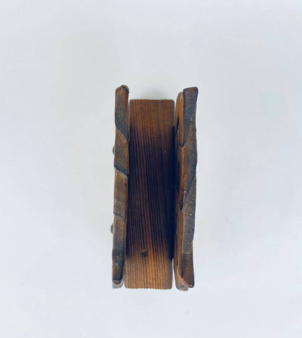 Product image for 'vintage wood owl napkin file holder textured wood grain metal rivets' (view 57aec1)