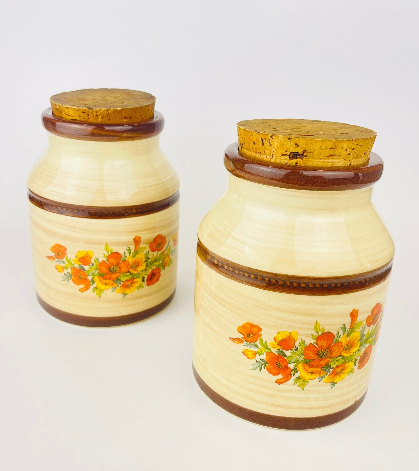 Product image for 'vintage floral ceramic countertop canister jars set of two 2 made in canada' (view b21cb2)