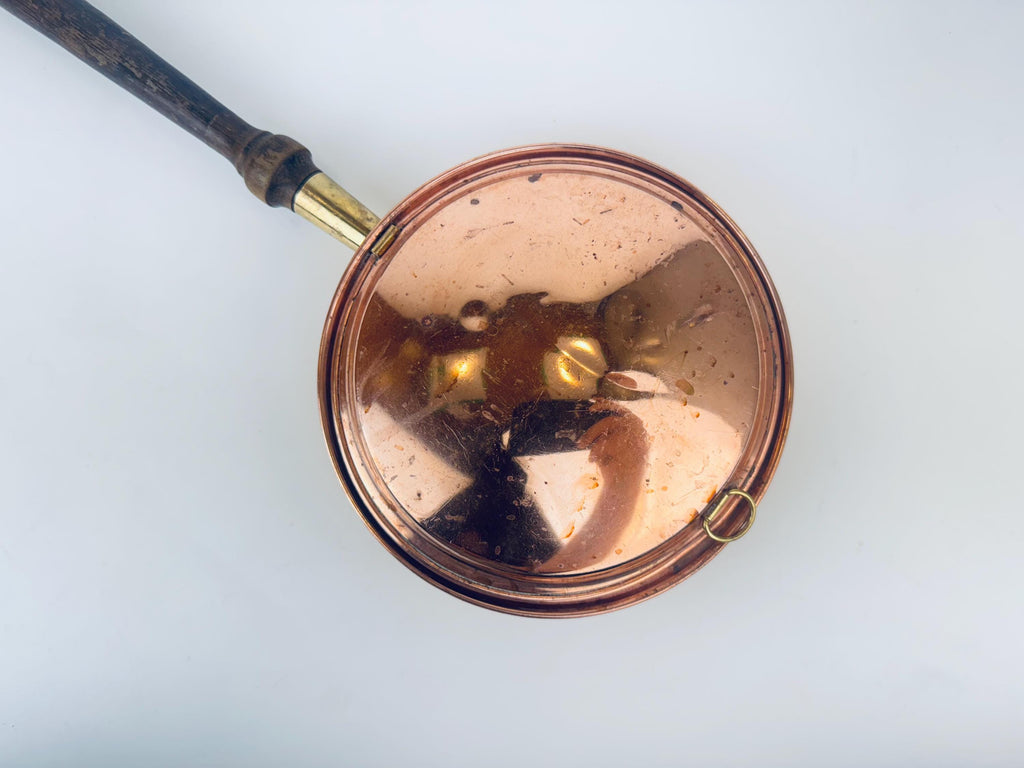 Product image for 'antique george iii copper bed warming pan turned wood handle' (view d72834)