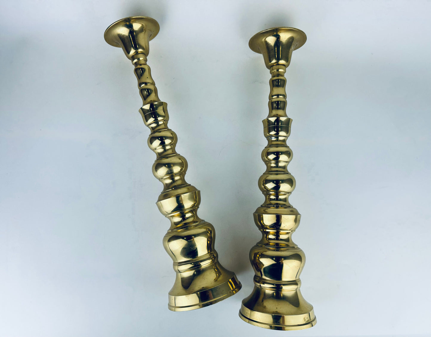 Product image for 'vintage tall 14 solid cast brass tapered curvy candle stick holders set of two 2' (view e7af8f)
