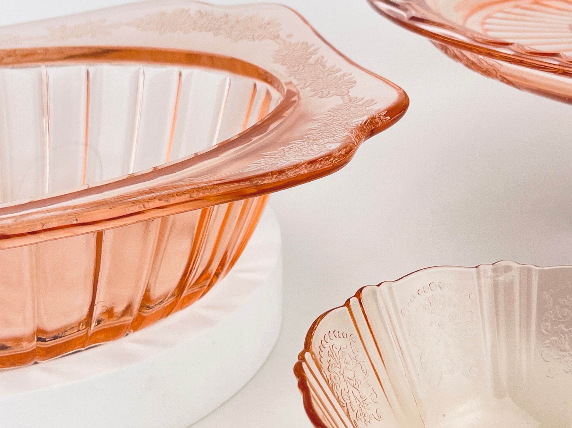 Product image for 'vintage pink sweetheart pattern depression glass macbeth evans sold separately' (view 157269)
