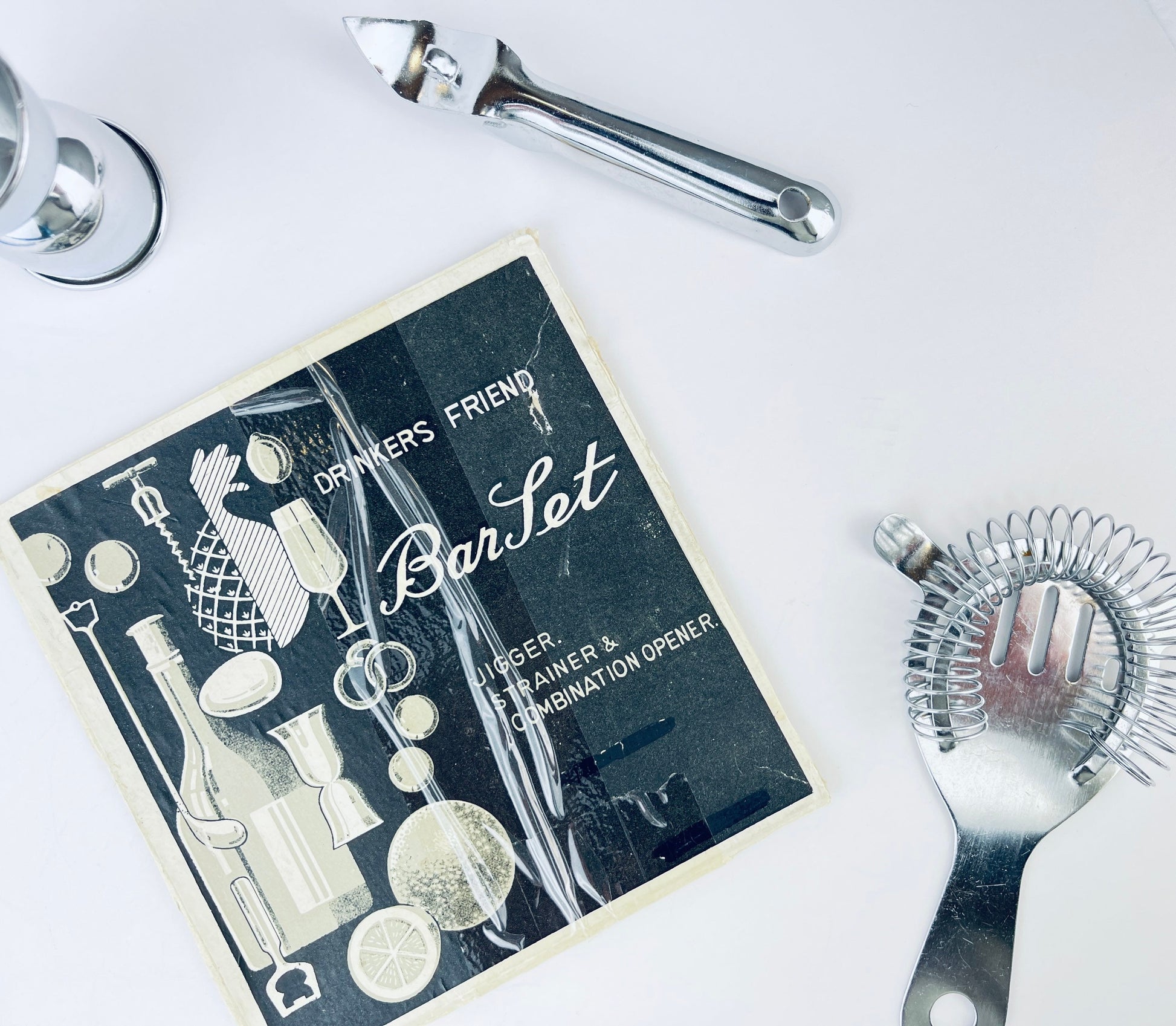 Product image for 'vintage barware utensil set set of five 5 made in japan jigger strainer combination opener' (view 13d9a8)