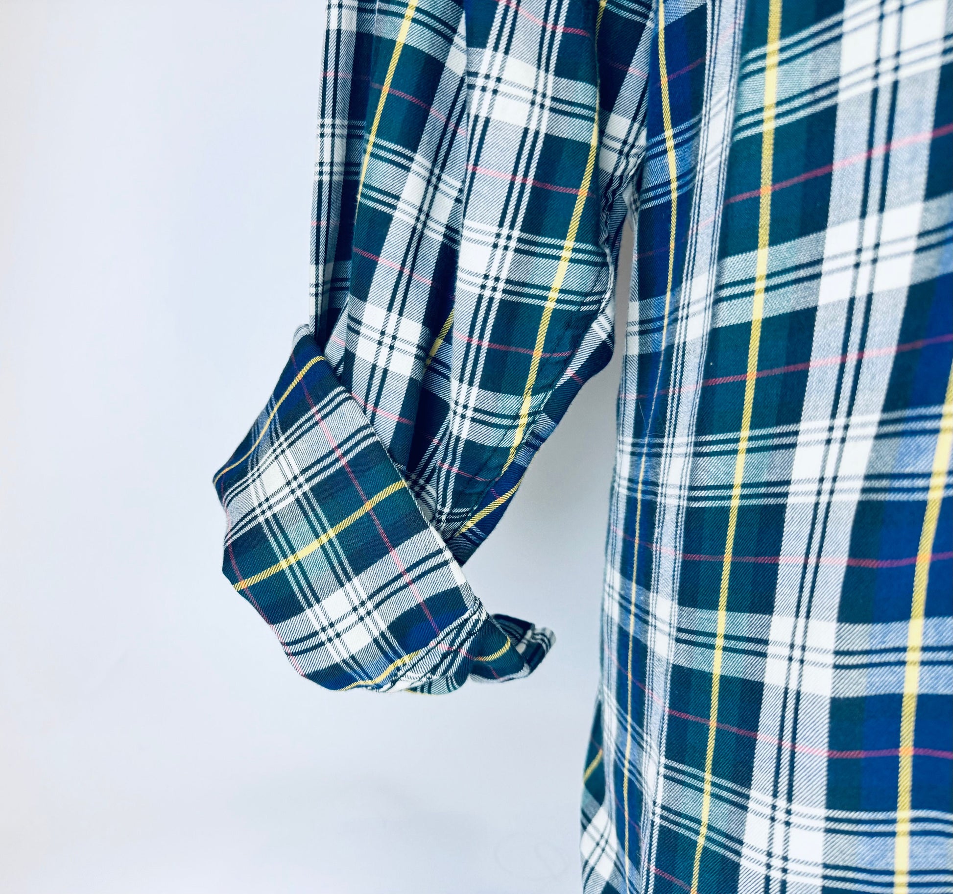 Product image for 'vintage gant heritage twill long sleeve button down blue green plaid shirt size large l' (view 8a8ff4)