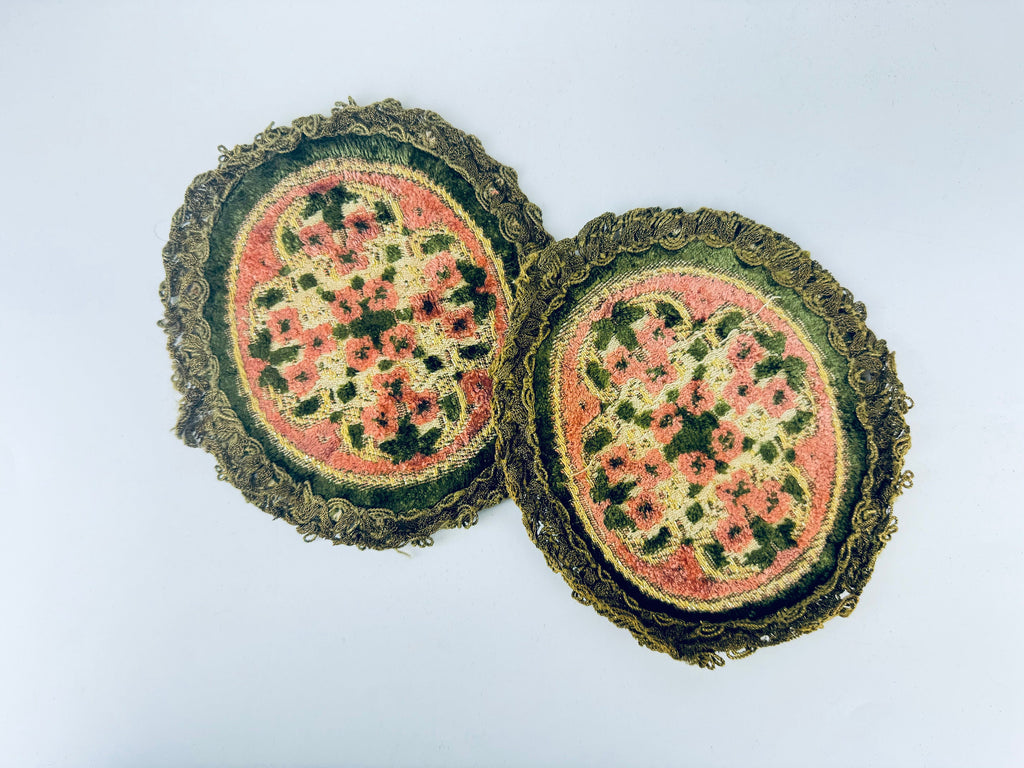 Product image for 'vintage round floral dressing table mats doilies metallic lace trim made in belgium sets sold separately' (view 5cec98)