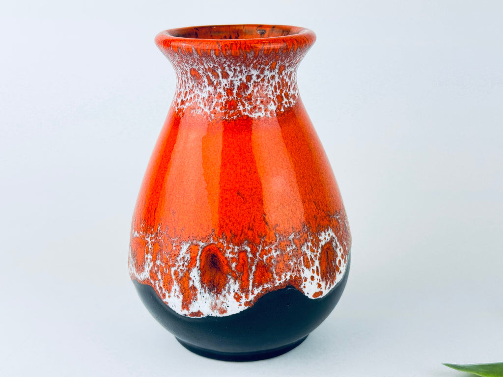 Product image for 'vintage 1970s orange black drip glaze lava bud vase mid century modern accent' (view 884726)