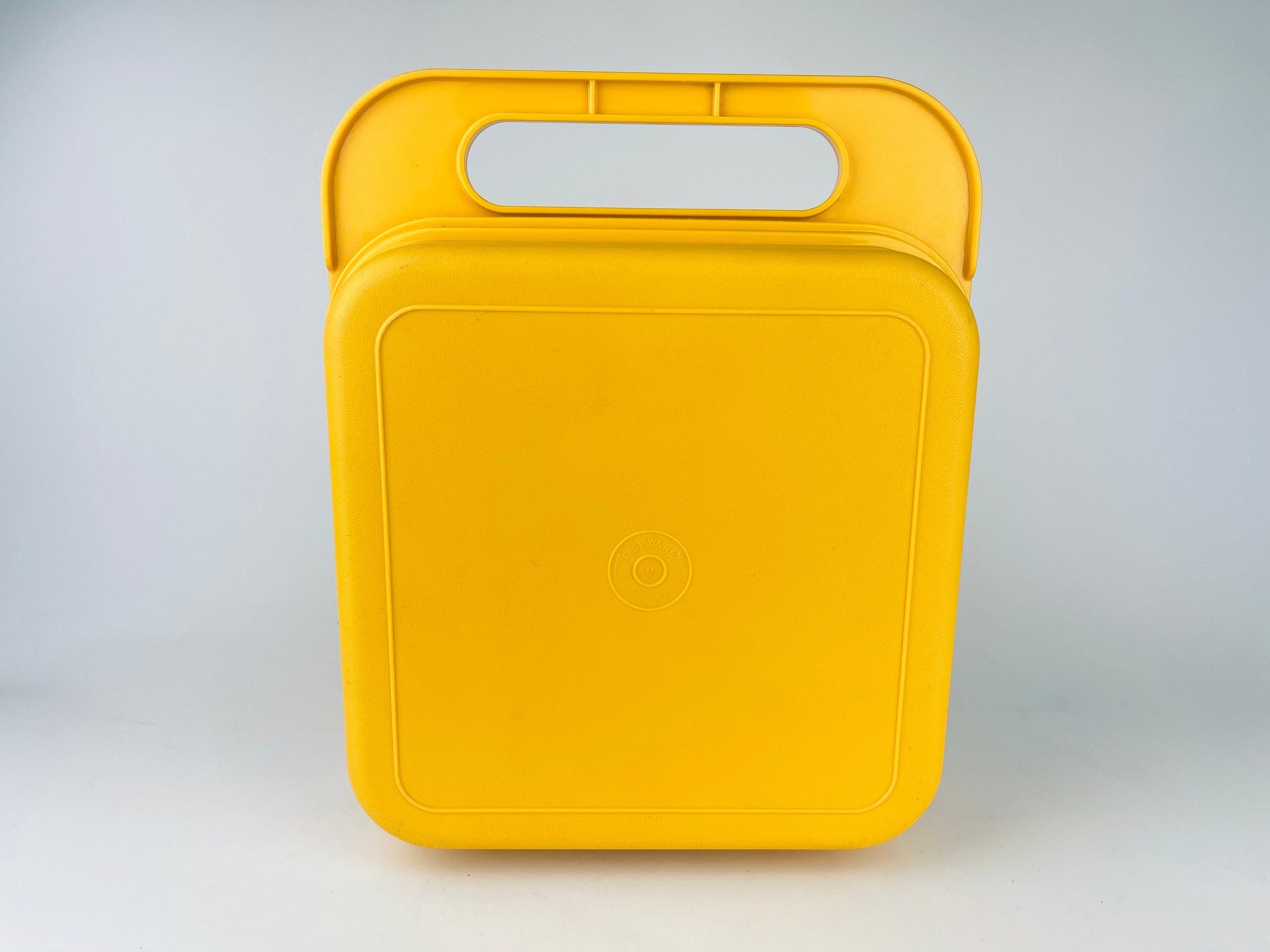 Product image for 'vintage yellow tupperware plastic lunch box made in canada raised alphabet number back kid craft storage box' (view bc99b5)