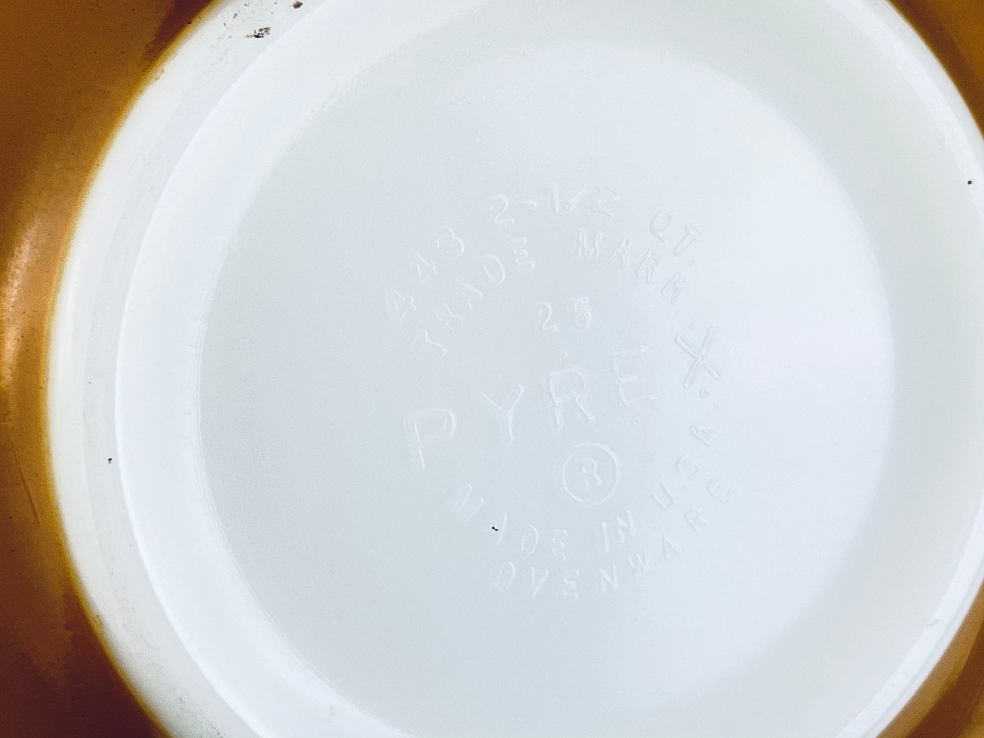 Product image for 'vintage pyrex old orchard 443 cinderella mixing bowl 2 5 qt mid century milk glass' (view d765e5)