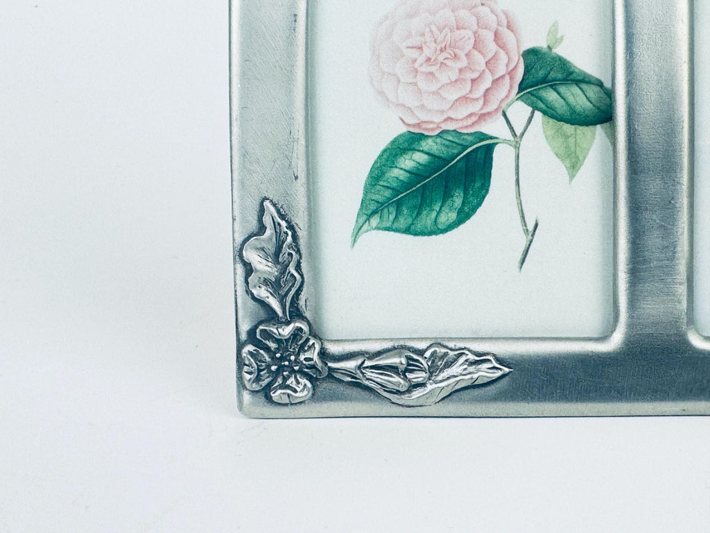 Product image for 'vintage pewter silver floral bow tabletop trio picture frame made in canada' (view 578013)