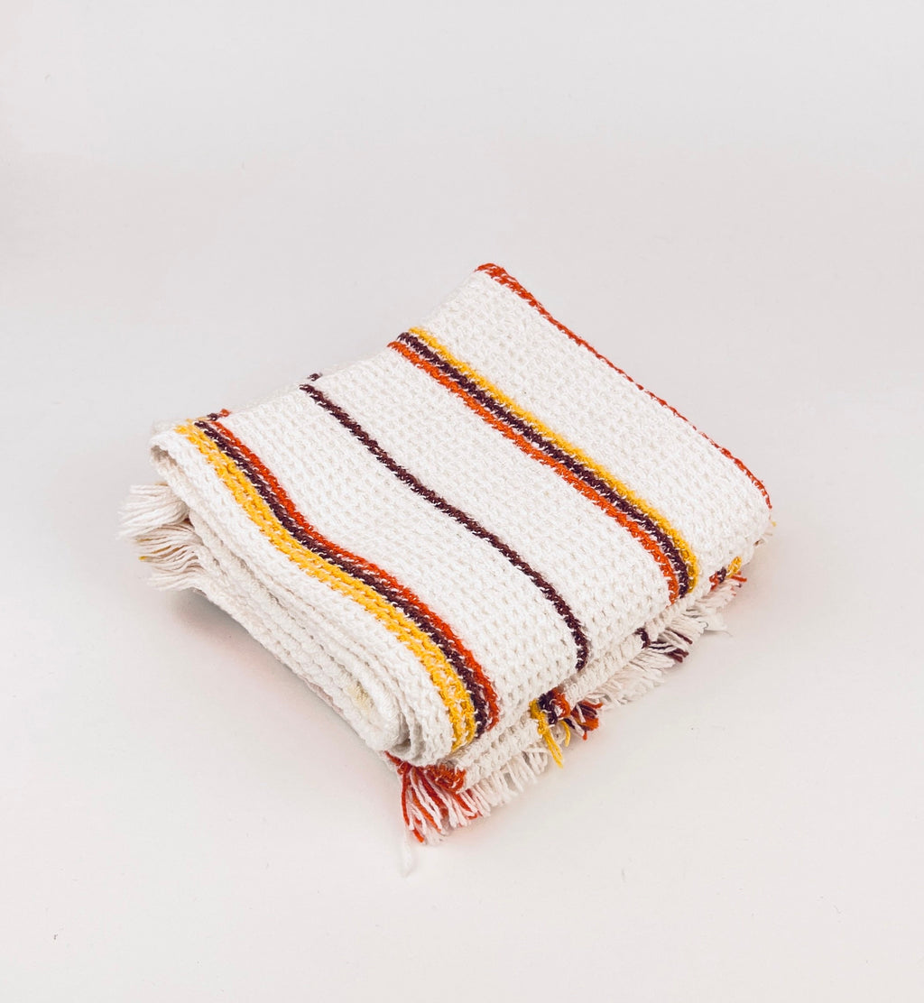 Product image for 'vintage rectangular striped waffle hand towels set of two 2 100 cotton' (view 24b84c)