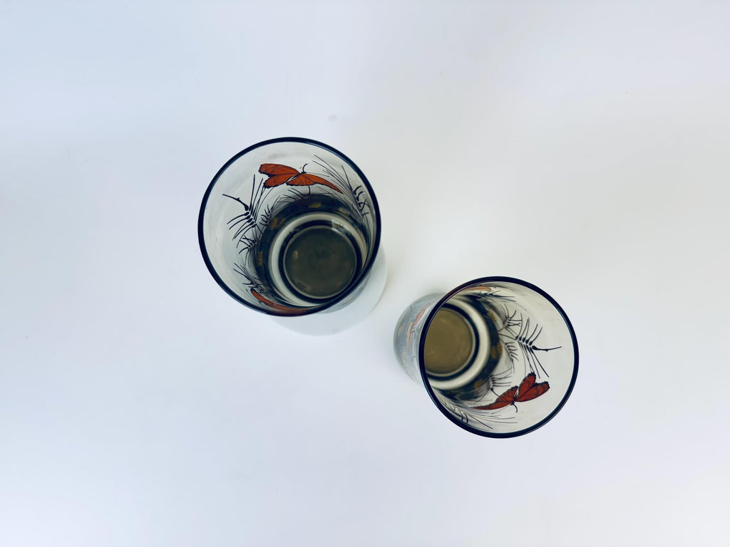 Product image for 'vintage libbey monarch butterfly wheat stalk glasses smokey brown set of two 2' (view b9cd1e)