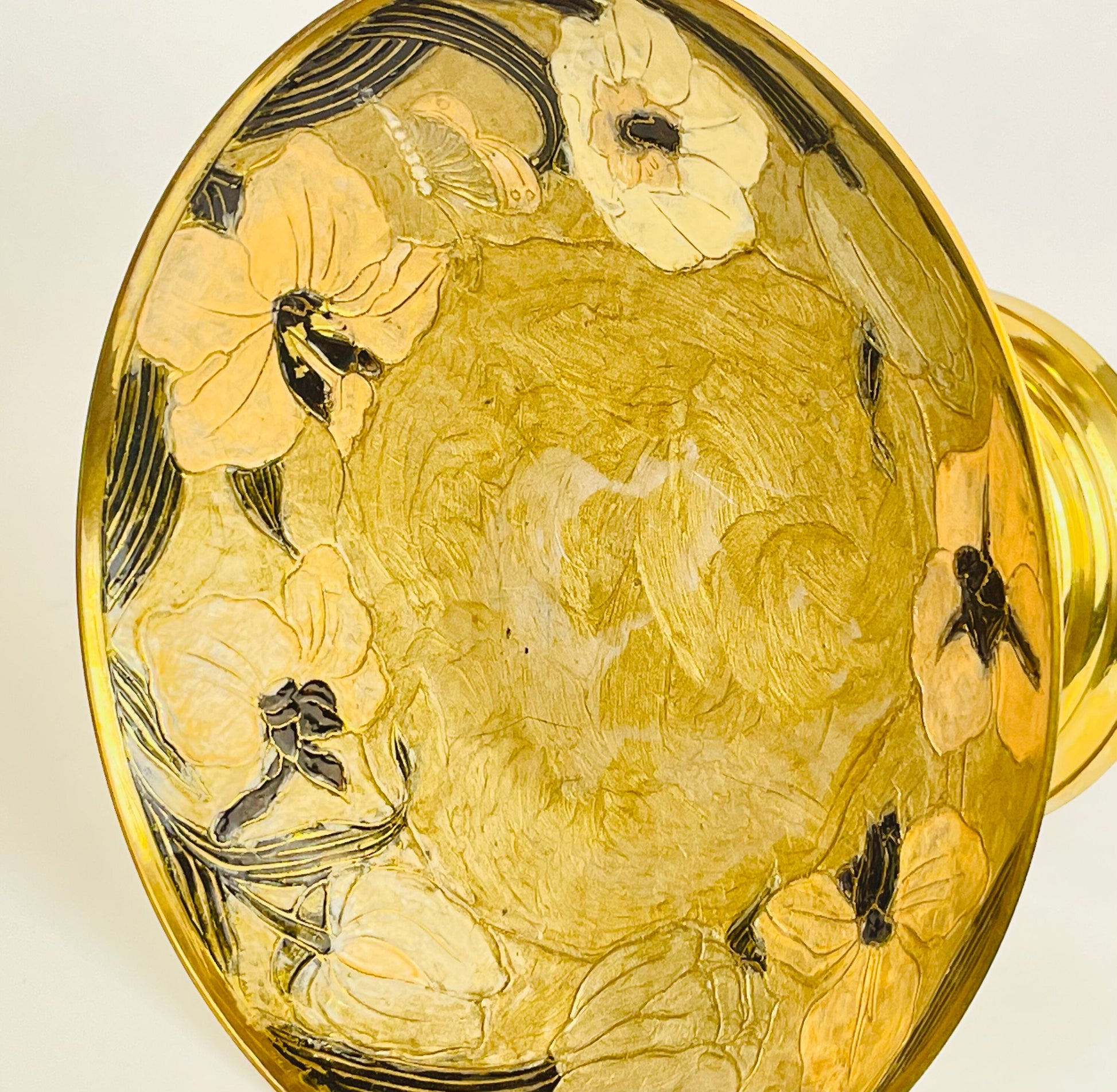 Product image for 'vintage brass cloisonne enamel floral dish hand painted mid century accent sold separately' (view 6881cb)