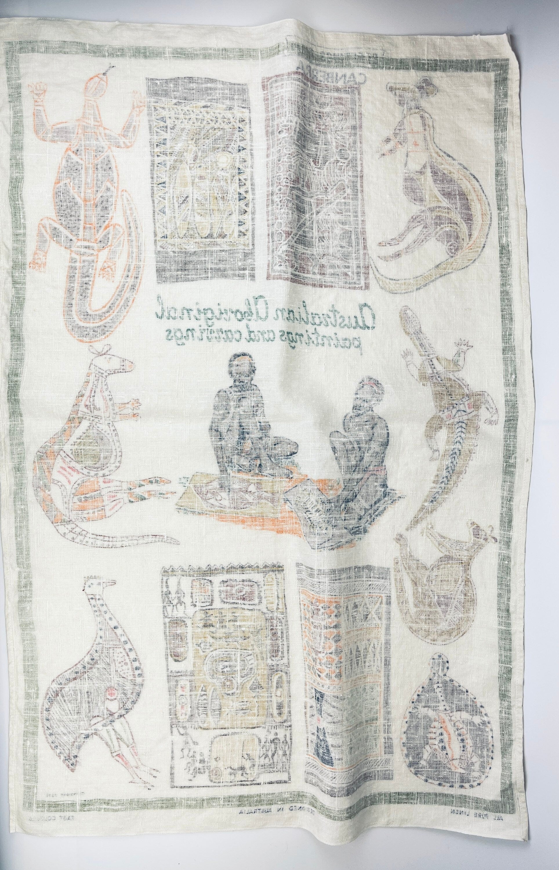 Product image for 'vintage 1970s australian aboriginal art linen tea towel canberra souvenir' (view 8ce609)