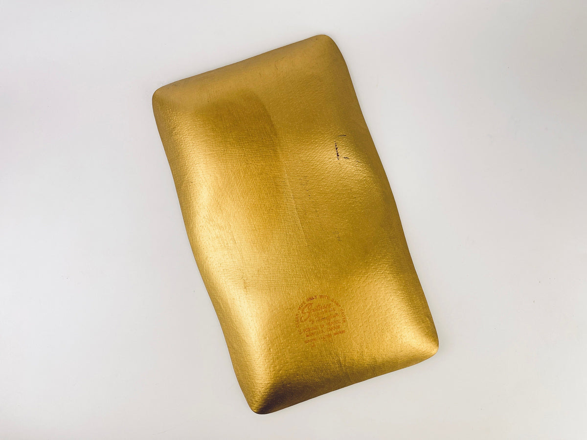 Product image for 'vintage mcm seetusee glassware by mayfair curvy decorative glass gold painted leather backed decorative tray made in canada' (view 836c9d)