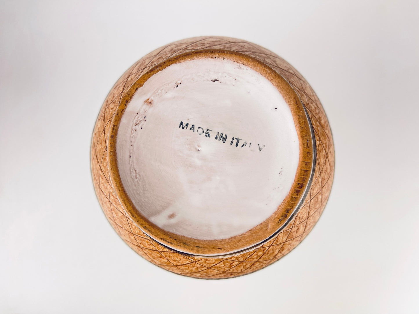 Product image for 'vintage italian muted earth tone hand painted mcm pottery widemouth vase made in italy by italica arc pottery' (view b2e94e)