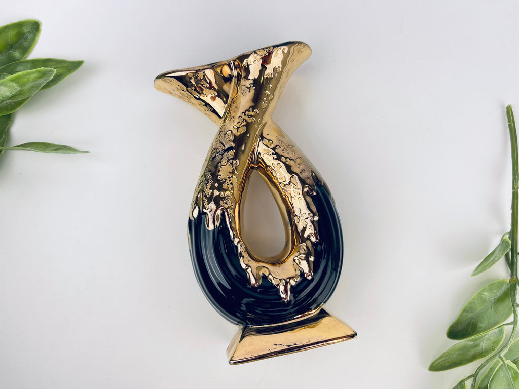Product image for 'vintage savoy weeping 24 kt gold lovers twist dual bud vase made in usa' (view a70751)