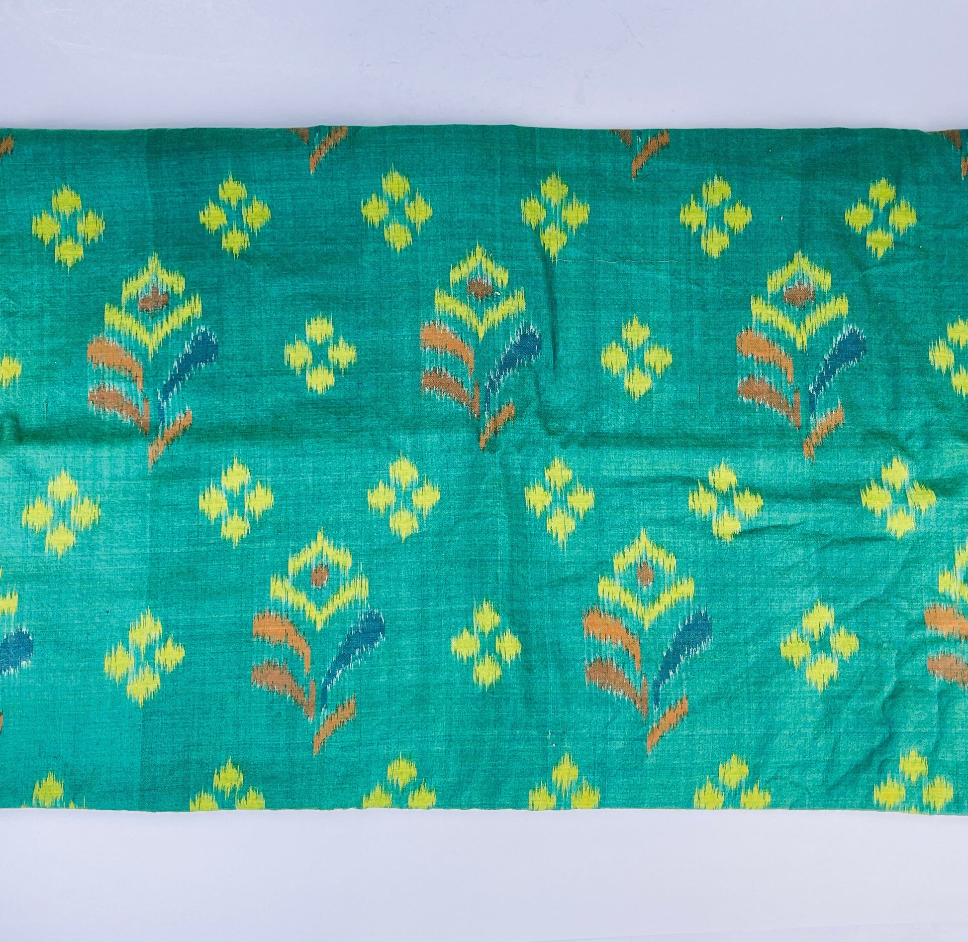 Product image for 'vintage green yellow brown geometric ikat cotton fabric 40 5 x 80' (view e20bee)