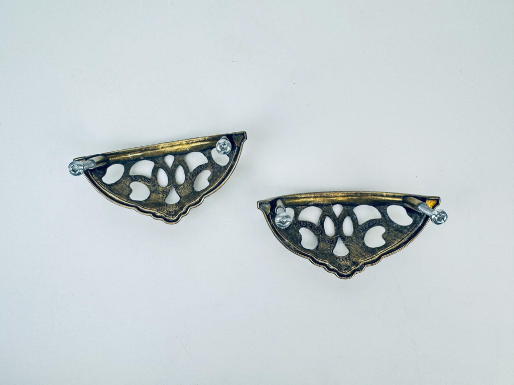 Product image for 'vintage ornate filigree solid brass hardware pulls set of two 2 furniture restoration' (view 77b54c)