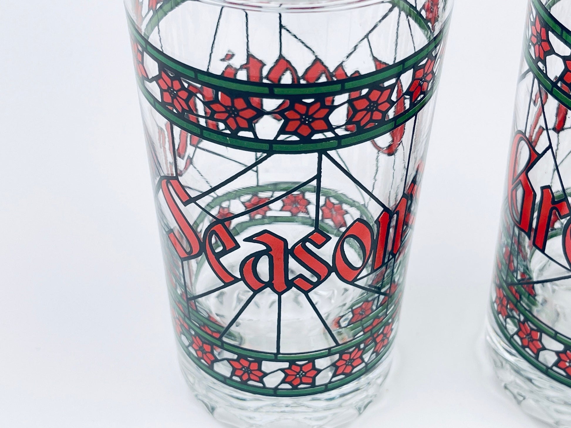 Product image for 'vintage houze season s greetings stained glass tumblers sets sold separately' (view ecdb8c)