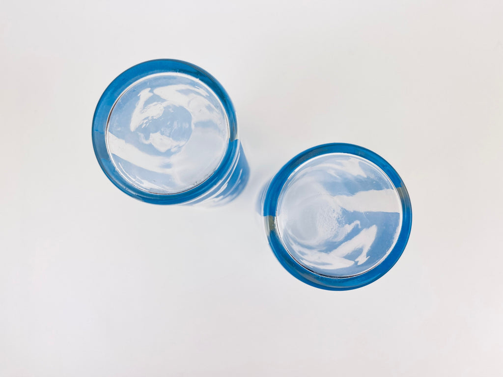 Product image for 'vintage blue frosted dancing silhouette highball zombie glasses set of two 2 juice barware glasses' (view b6b9f2)