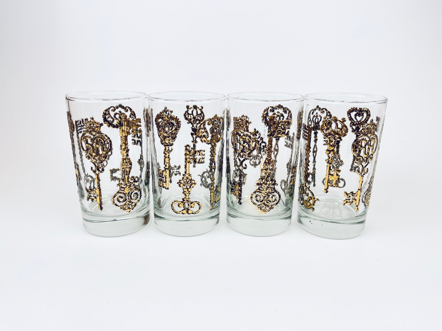 Product image for 'vintage libbey golden embossed skeleton key glasses set of four 4' (view 33e4b0)