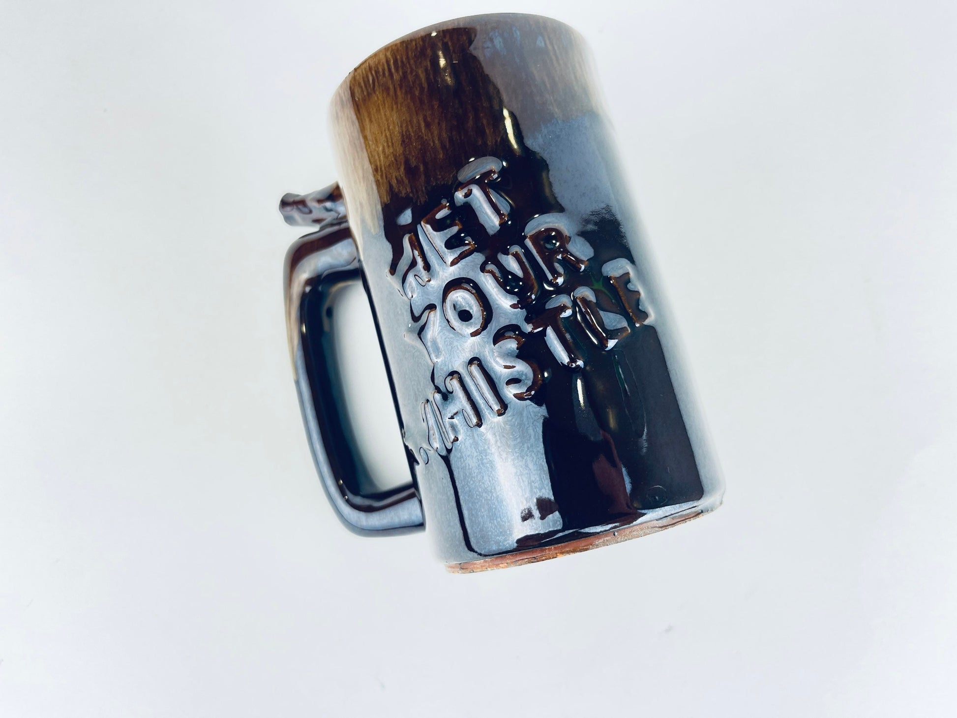 Product image for 'vintage funny beer mug stein drip glazed brown ceramic wet your whistle went to p leave this drink alone' (view d94dd2)