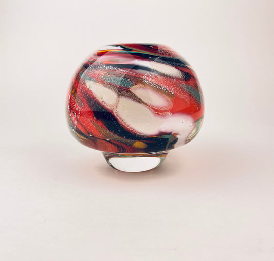 Product image for 'vintage raymond zotto round handblown art glass vase controlled bubbles heavy bottom zotto signed' (view 522c2b)