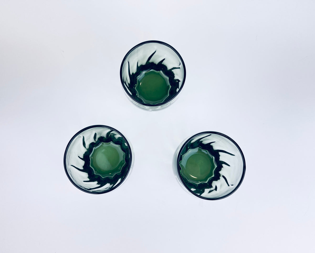 Product image for 'vintage starfire green anchor hocking glasses set of three 3 swirled bottom pattern' (view 1bd4a4)
