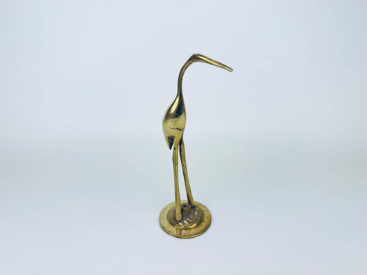 Product image for 'vintage solid brass crane sculpture figurine attractive aged metal patina' (view 087be3)