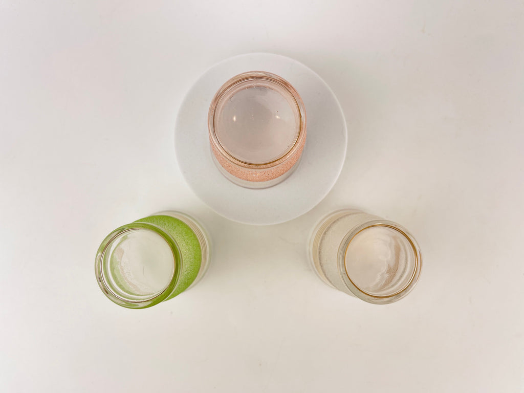 Product image for 'vintage gold striped sugar coated drinking shot glasses set of three 3 pink green white' (view 50f0f2)
