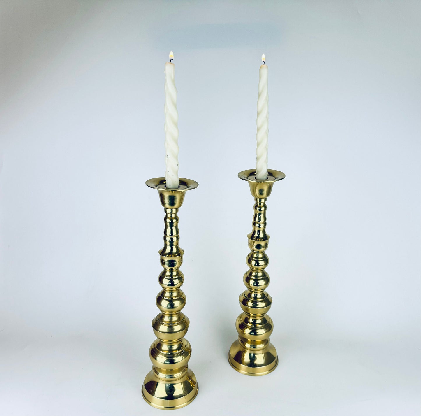 Product image for 'vintage tall 14 solid cast brass tapered curvy candle stick holders set of two 2' (view f71122)