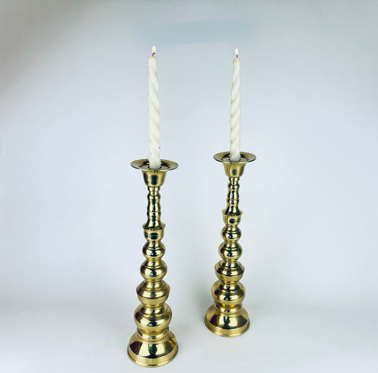 Product image for 'vintage tall 14 solid cast brass tapered curvy candle stick holders set of two 2' (view f71122)
