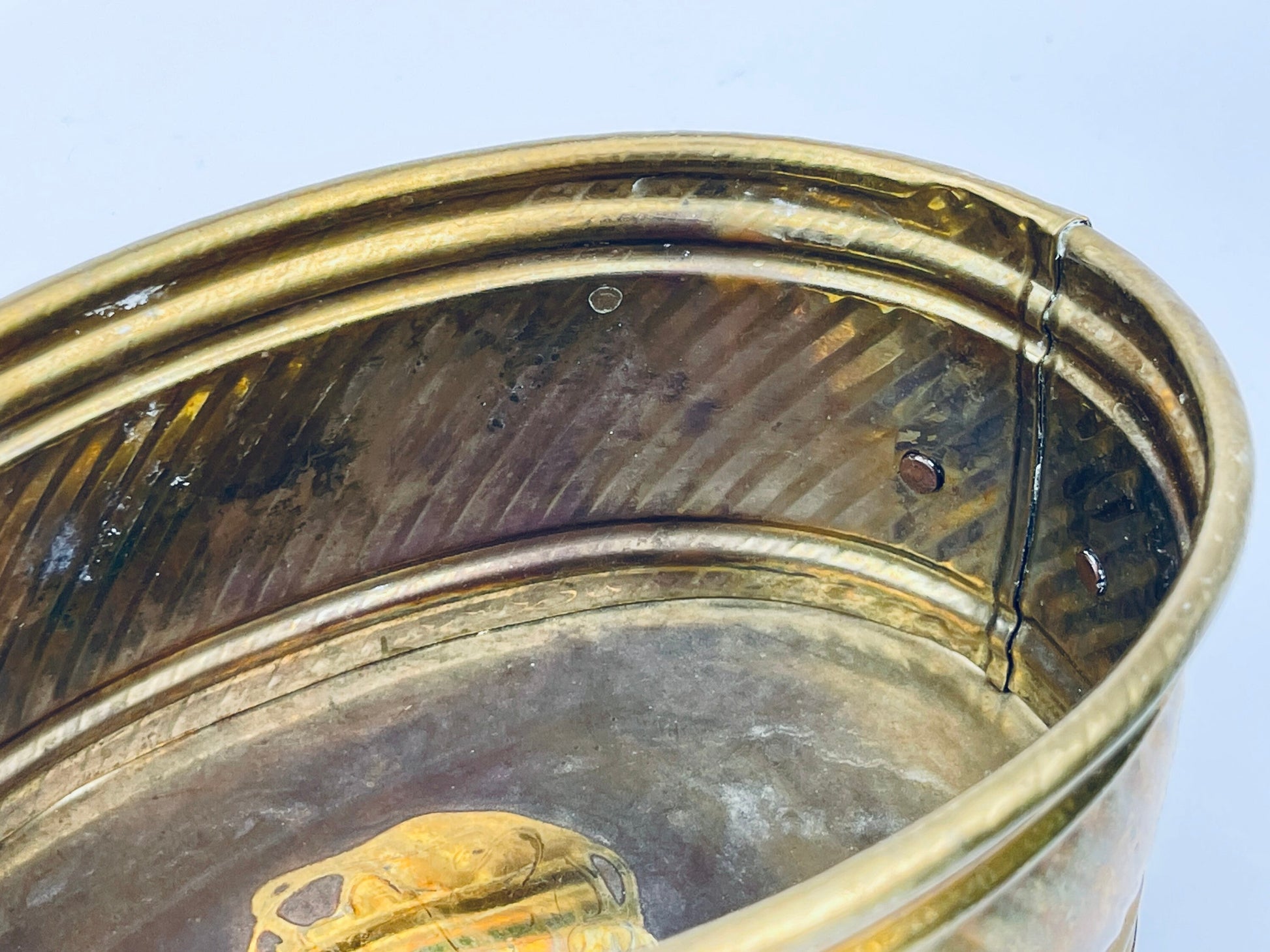 Product image for 'vintage handled brass oval indoor planter attractive aged metal patina' (view b58ade)