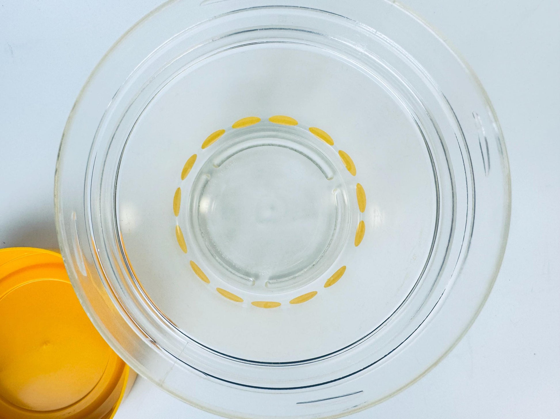 Product image for 'vintage mcm danish yellow polka dot plastic countertop canister made in denmark by garant plast' (view 077f39)