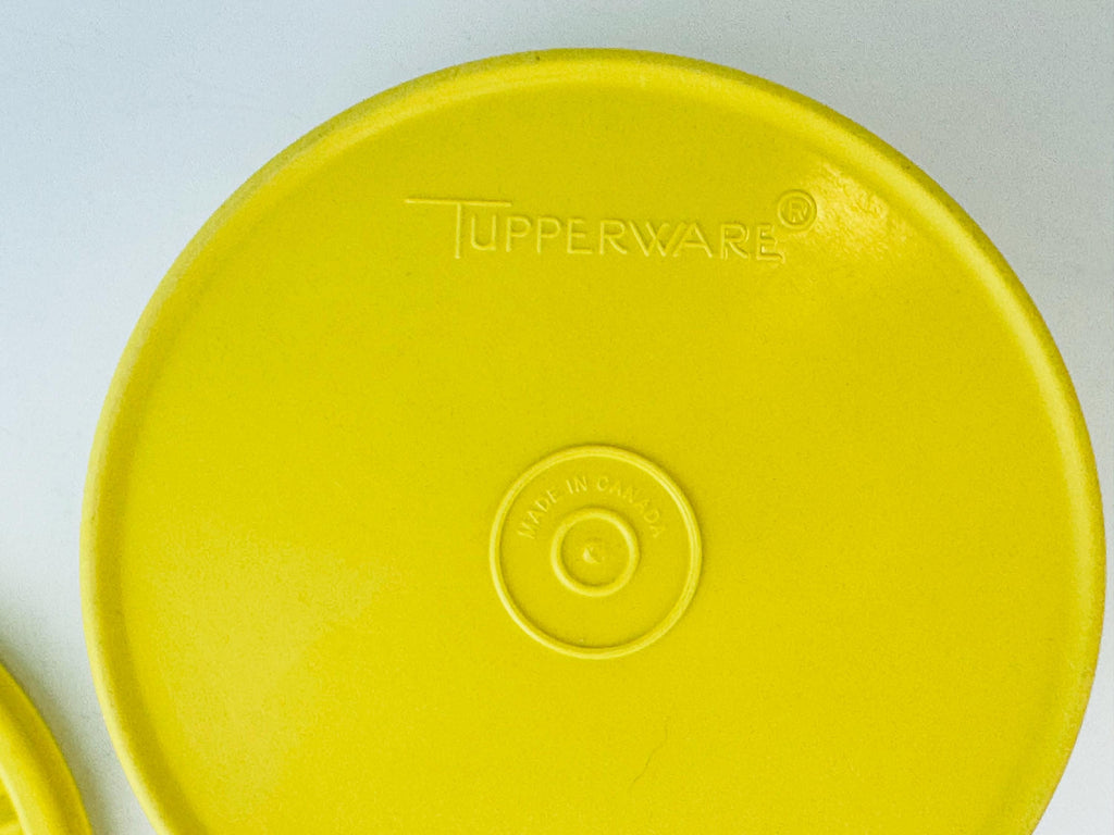 Product image for 'vintage yellow plastic tupperware servalier countertop container instant touch lid scroll pattern made in canada' (view 15cb63)