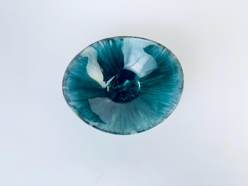 Product image for 'vintage green drip glaze ceramic trinket dish bowl blue mountain pottery bmp made in canada' (view e98748)