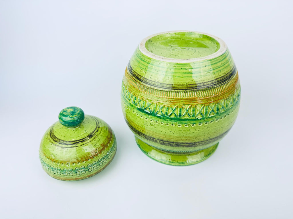 Product image for 'vintage rare aldo londi bitossi green sgraffito lidded jar made in italy' (view 8713c2)