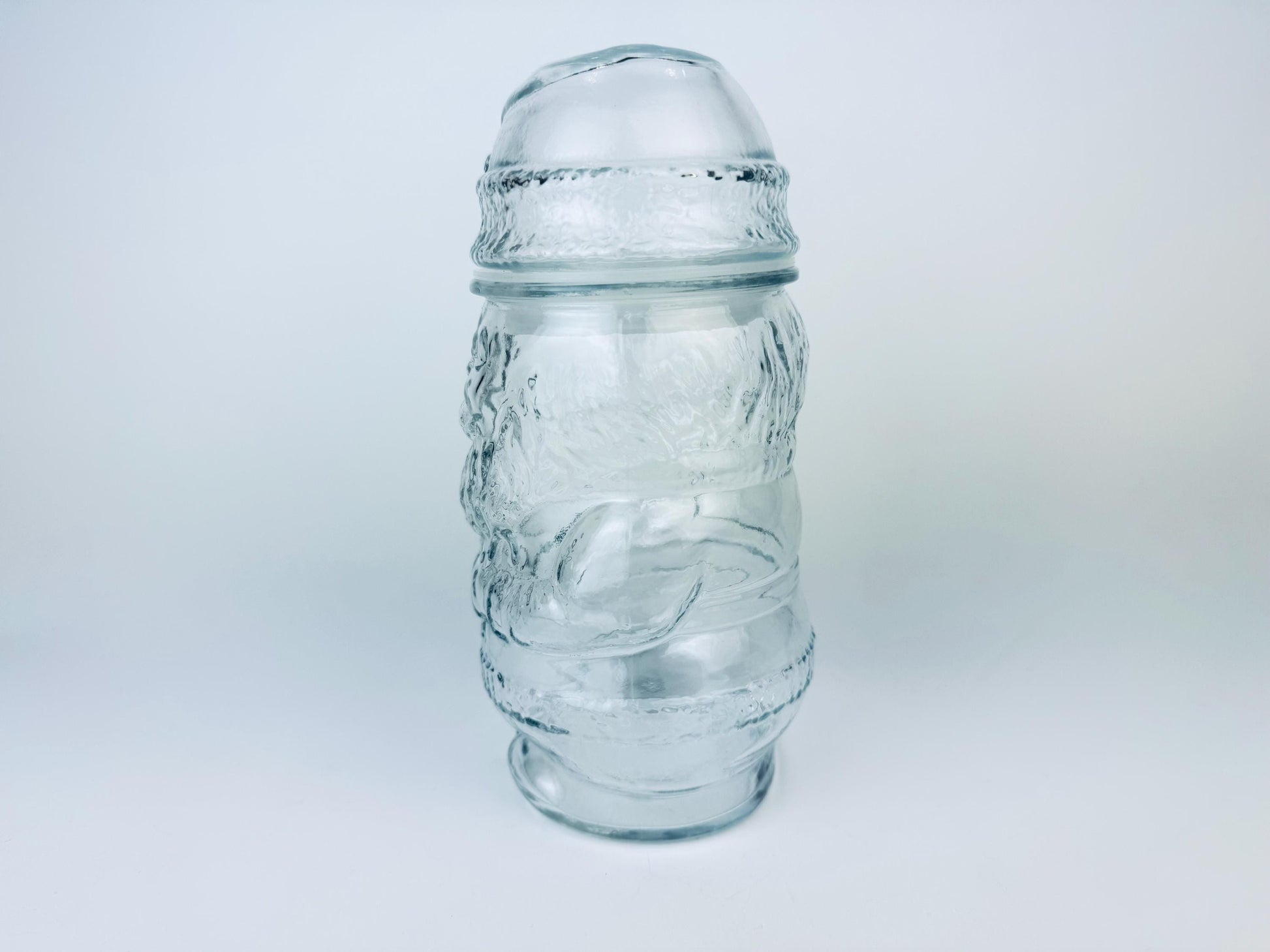 Product image for 'vintage textured clear glass santa jar air tight made in mexico christmas baking container candy jar' (view 6e0315)