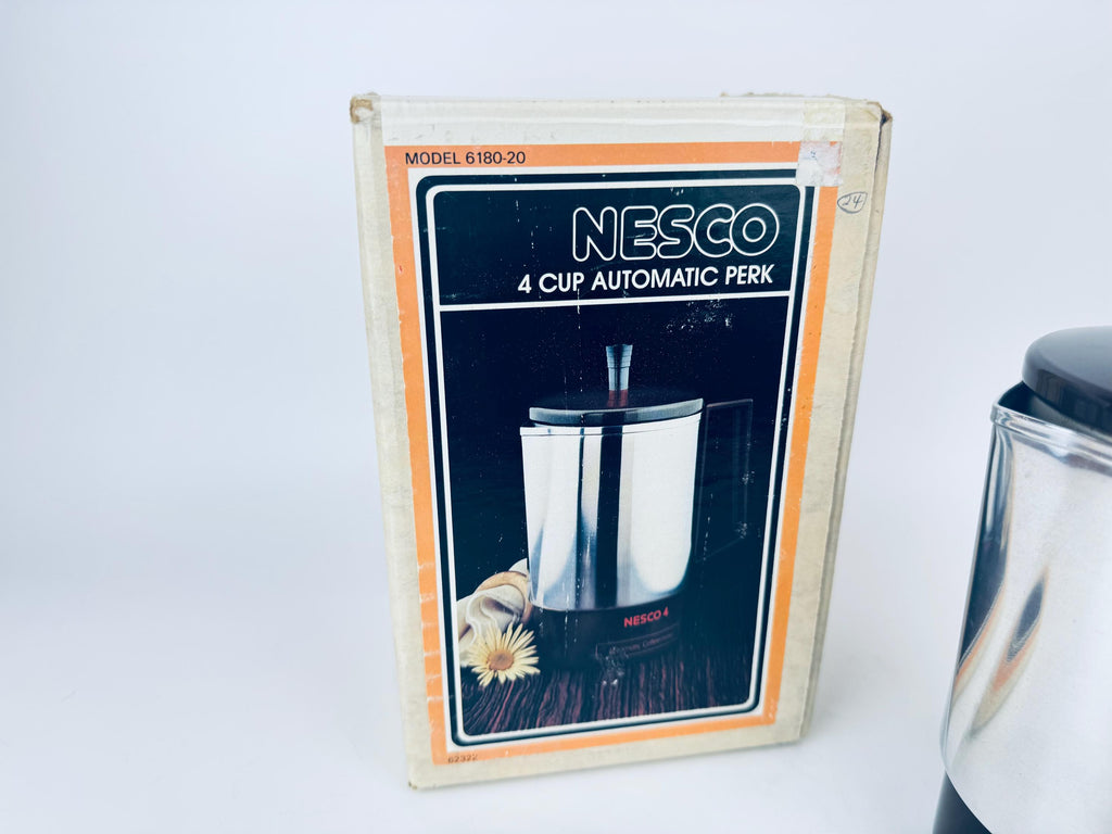 Product image for 'vintage chrome nesco 4 cup electric coffee percolator 1980s mid century modern style made in usa automatic compact brewer' (view 06df2d)