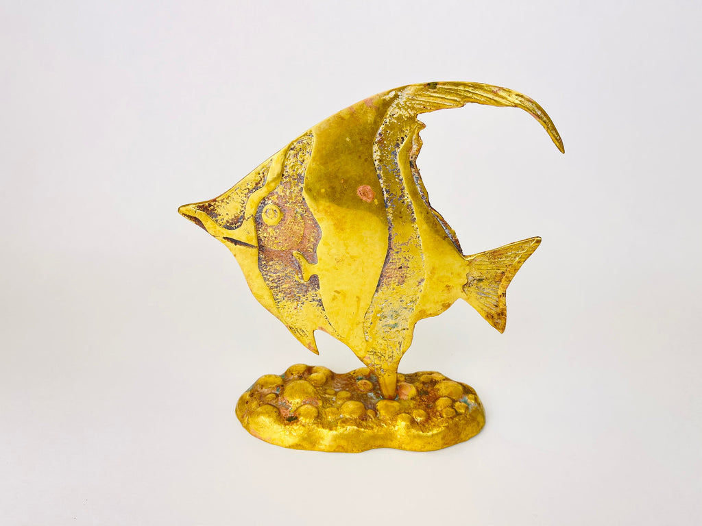 Product image for 'vintage brass angel fish figurine attractive aged metal patina' (view d5ec9a)