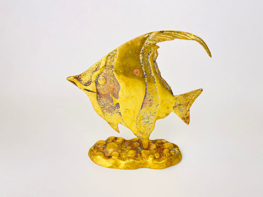 Product image for 'vintage brass angel fish figurine attractive aged metal patina' (view d5ec9a)