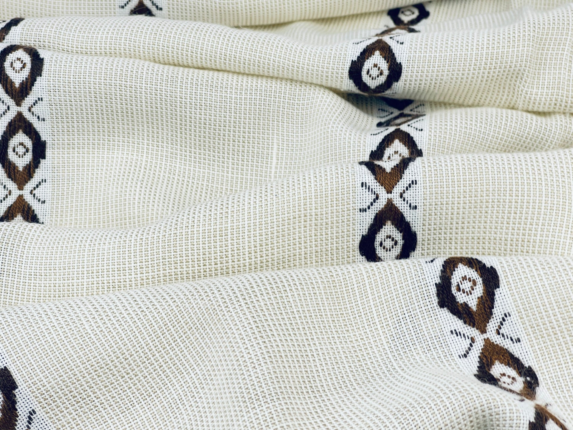 Product image for 'vintage beige acrylic embroidered table cloth geometric pattern 49 x 59' (view febdc9)