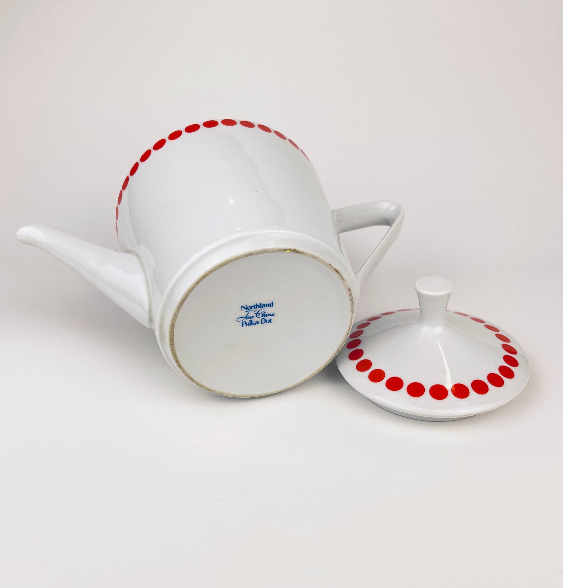 Product image for 'vintage northland red polka dot pattern kettle teapot fine china' (view 2b37e0)