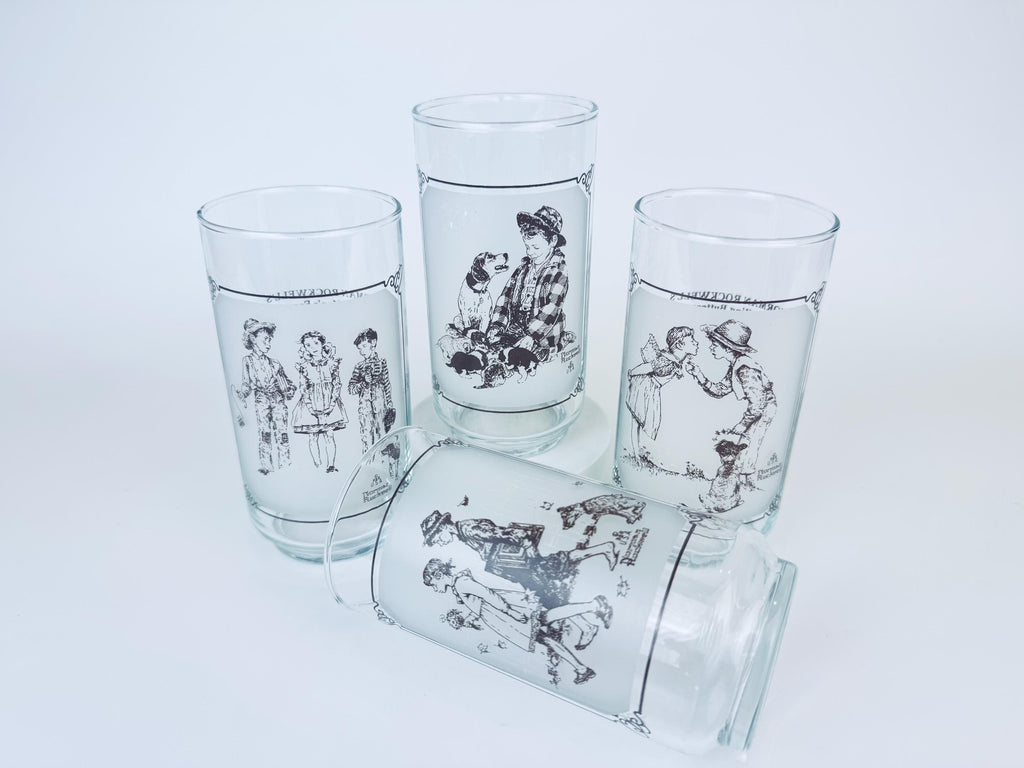 Product image for 'vintage norman rockwell pepsi glass water tumbler glasses set of four 4 limited edition collector series' (view e636d4)