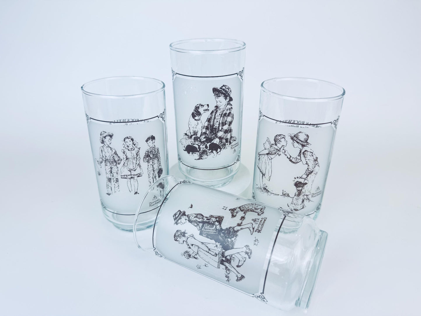 Product image for 'vintage norman rockwell pepsi glass water tumbler glasses set of four 4 limited edition collector series' (view e636d4)