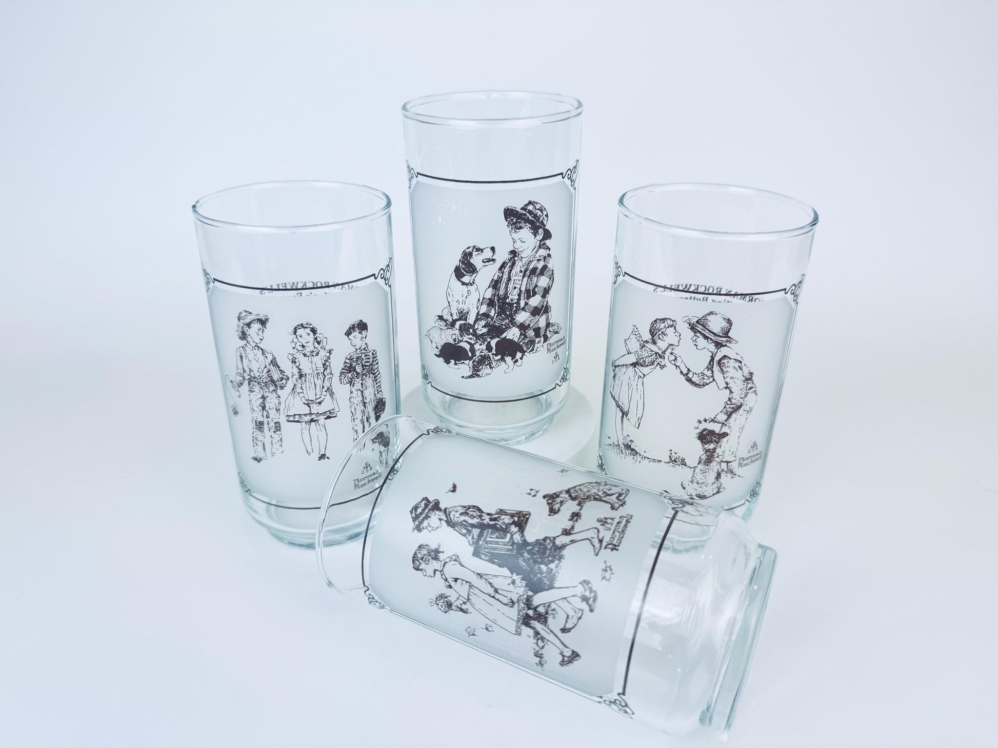 Product image for 'vintage norman rockwell pepsi glass water tumbler glasses set of four 4 limited edition collector series' (view e636d4)