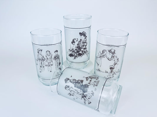 Product image for 'vintage norman rockwell pepsi glass water tumbler glasses set of four 4 limited edition collector series' (view e636d4)