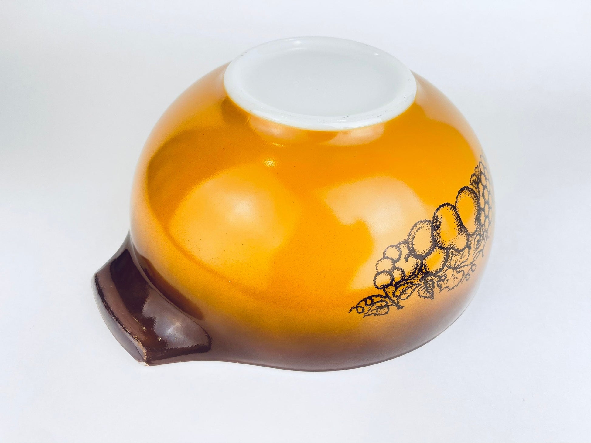Product image for 'vintage pyrex old orchard 443 cinderella mixing bowl 2 5 qt mid century milk glass' (view 9f13f7)