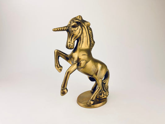 Product image for 'vintage solid brass unicorn sculpture figurine attractive aged metal patina' (view 6b9740)